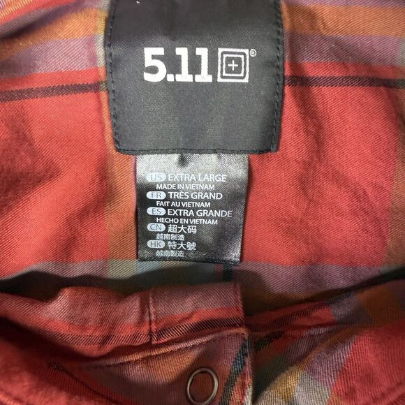 5.11 Tactical Shirt Men’s XL Red Plaid Snap Button Long Sleeve Military LEO - Picture 3 of 9